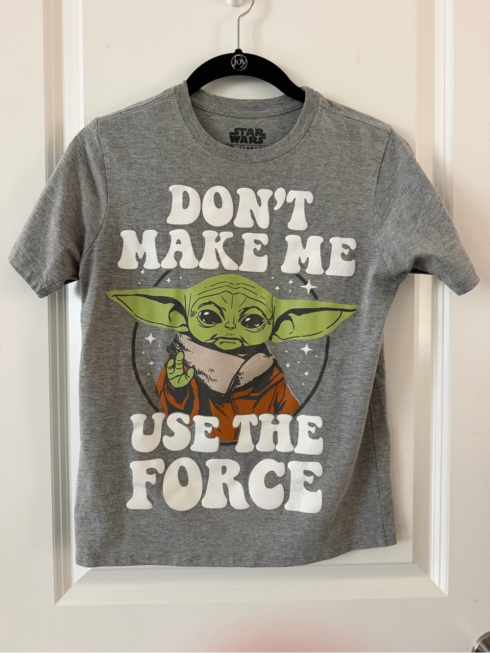 Star Wars Grey Kids Tee with Green Baby Yoda and Orange Robe